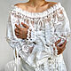 Белая блуза из хлопка и кружева в стиле бохо  Одетта milk, Блузки, Ташкент,  Фото №1