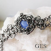 Украшения handmade. Livemaster - original item Steel bracelet with blue agate.. Handmade.