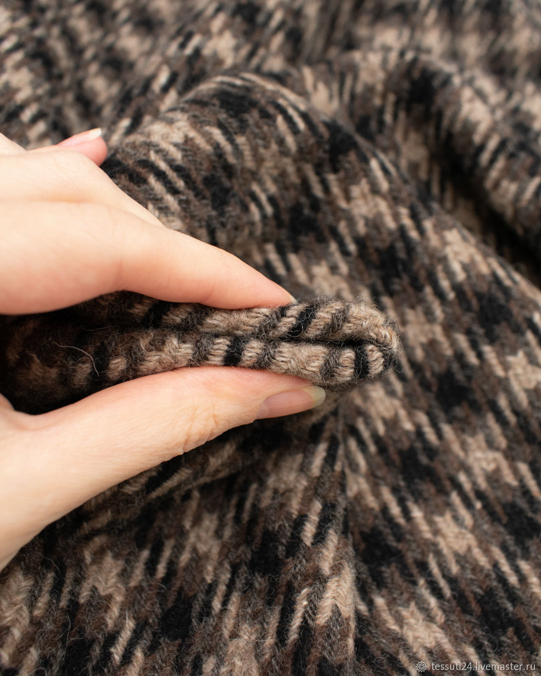 Итальянская пальтовая ткань гусиная лапка в клетку купить в интернет ...