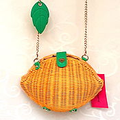 Винтаж handmade. Livemaster - original item Lemon bag,Betsey Johnson,USA,wicker vine, crossbody, crossbody bag. Handmade.