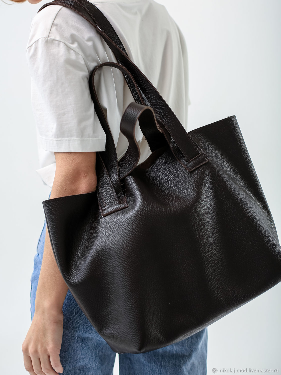 Сумка женская шоппер на плечо из натуральной кожи ручной работы. в ...