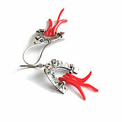 Украшения handmade. Livemaster - original item Coral Earrings silver Courtyards of Sardinia. Handmade.