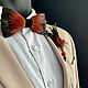 Bow tie and boutonniere set with rooster and pheasant feathers. Butterflies. GooseTie. Bow tie feathers. My Livemaster. Фото №4