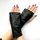 Black Leather Mittens with Zipper Avtoledi. Mitts. LoraLeather. Online shopping on My Livemaster.  Фото №2