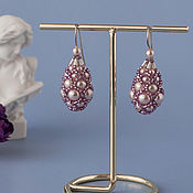 Украшения handmade. Livemaster - original item Classic earrings: pearl lilac drops 0004. Handmade.