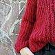  красный вязаный свитер оверсайз Ninelli (вязание спицами). Свитеры. Ninelli. Интернет-магазин Ярмарка Мастеров.  Фото №2