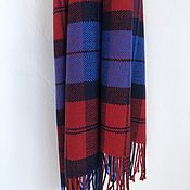 Кашемировый шарф палантин в гусиную лапку (т.серый, розовый)