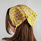 Платок на голову Бандана косынка женская на завязках желтая,  хлопок, Банданы, Орск,  Фото №1