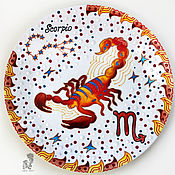 Картины и панно handmade. Livemaster - original item Zodiac sign Scorpio - decorative plate - a gift to the Scorpion. Handmade.