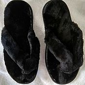 Обувь ручной работы handmade. Livemaster - original item Mouton flip flops are black. Handmade.