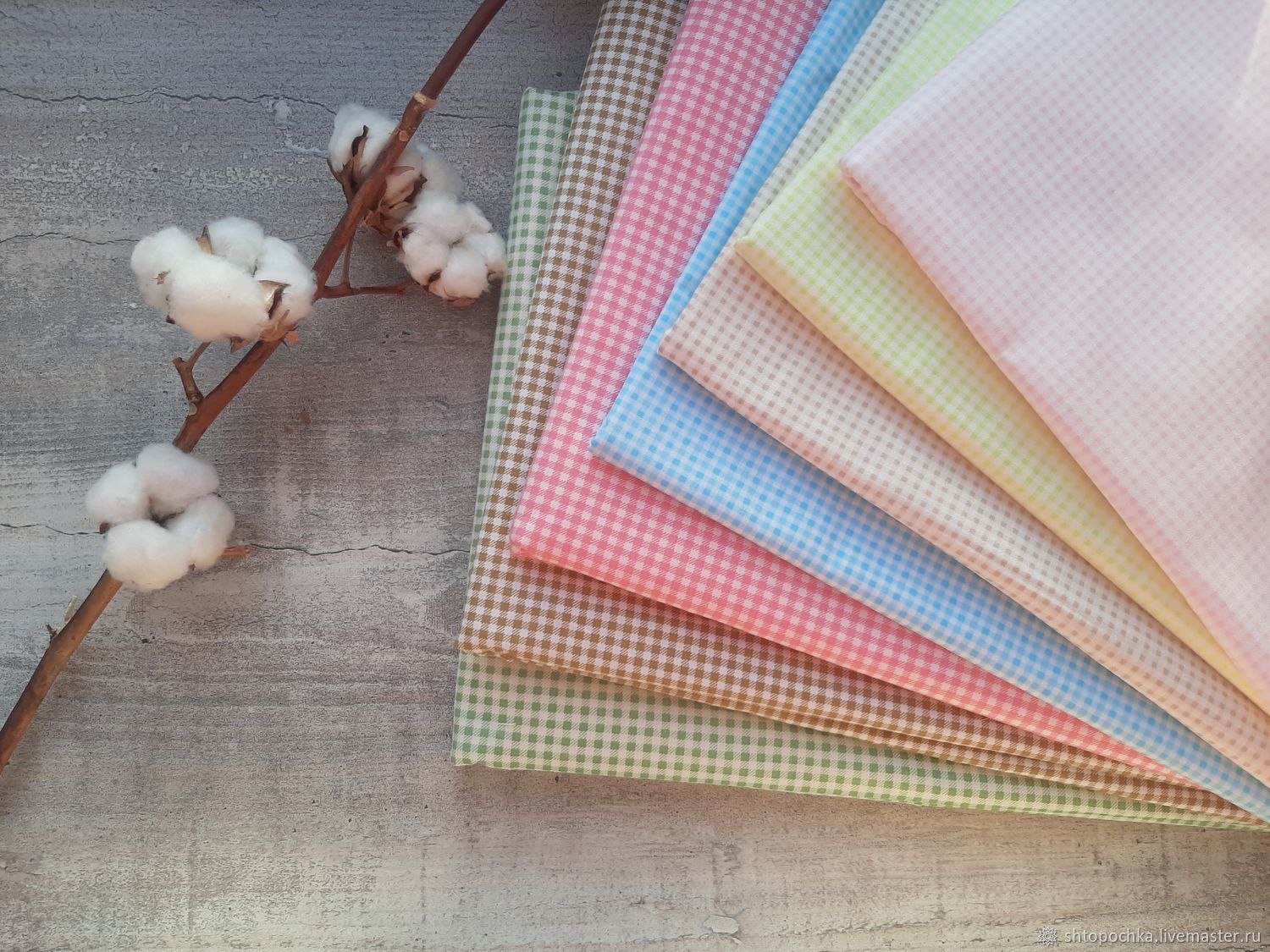 Ткань хлопок 100% В мелкую клеточку. Ткань с мелким принтом в интернет ...