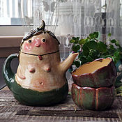 Посуда handmade. Livemaster - original item Services: The Little Mermaid (teapot and two bowls). Handmade.
