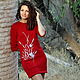 Красное полушерстяное платье с объемной вышивкой "Колоски". Dresses. Kushnir handmade. Online shopping on My Livemaster.  Фото №2