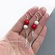 Earrings elongated with red coral and white agate, Earrings, Yaroslavl,  Фото №1