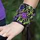 Wristband textile with bulk embroidery somewhere in flower valley, Cuff bracelet, Chelyabinsk,  Фото №1
