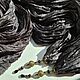 Шарф шелковый черный длинный Жатый шарф с подвесками из шелка Батик, Шарфы, Ступино,  Фото №1