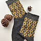 Men's Wool Knitted Socks, Warm Jacquard Gray-yellow Socks, Socks, St. Petersburg,  Фото №1