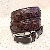 Аксессуары handmade. Livemaster - original item Belt made of embossed crocodile genuine leather, brown color.. Handmade.