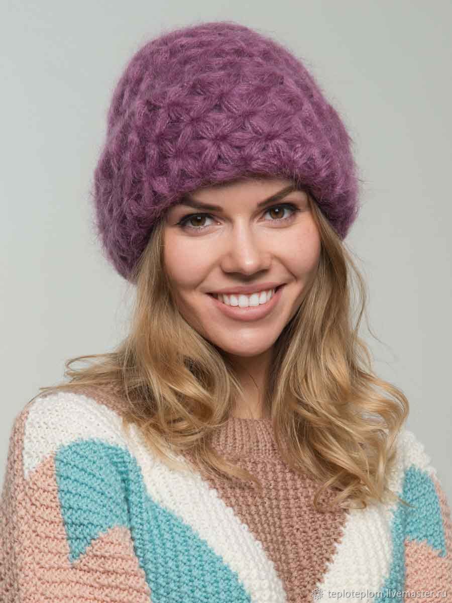 Шапка вязаная женская из мохера в интернет-магазине на Ярмарке Мастеров ...