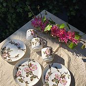 Винтаж handmade. Livemaster - original item Rosehip coffee pairs, bone china, France. Handmade.