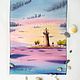 Painting with a sunset on the sea and a lighthouse in watercolor for the bedroom. Pictures. Olga Ermakova art. My Livemaster. Фото №5