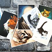 Открытки handmade. Livemaster - original item Set of postcards Cats 5. Handmade.