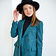 Coat Blue woolen jacket in a cage, blue short demi coat. Coats. mozaika-rus. My Livemaster. Фото №6