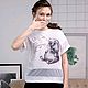 White t-shirt oversize Hamster, summer women's t-shirt with mesh, T-shirts, Novosibirsk,  Фото №1