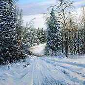 Painting - Winter morning in the village