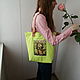 Beach Bag Green Textile Bag with Girl's Applique. Beach bag. mechty-o-lete. Online shopping on My Livemaster.  Фото №2