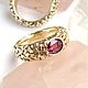 Оригинальное золотое кольцо с розовым турмалином, Кольца, Минусинск,  Фото №1