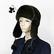 Women's hat with earflaps made of mink fur. Two colors, Caps, Ekaterinburg,  Фото №1