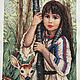 Вышитая крестом картина «Девочка с оленёнком», Картины, Орел,  Фото №1