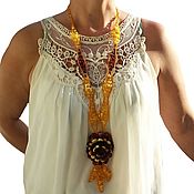 Работы для детей, handmade. Livemaster - original item Amber necklace beads long amber jewelry flower natural stones. Handmade.