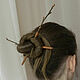 Пара палочек для волос из ольхи и мербау. Гальваническое меднение. Шпилька. По росе ☀ горная гальваника. Ярмарка Мастеров.  Фото №5