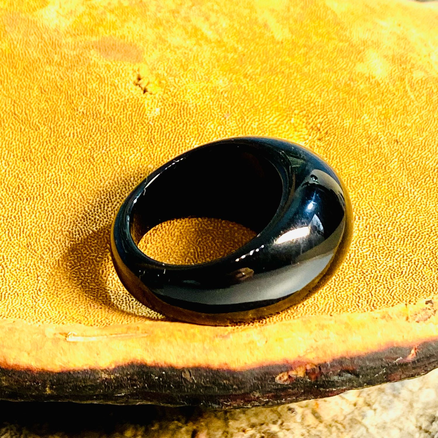 Кольцо из агата черного