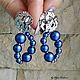 Серьги-гвоздики жемчуг Swarovski, родированные "Blue Dreams". Серьги-калачи. Farfalla Design by Olga Kadaner. Ярмарка Мастеров.  Фото №6