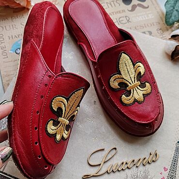 Обувь ручной работы. Ярмарка Мастеров - ручная работа Мюли кожаные "Лилия". Handmade.