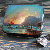 Для дома и интерьера handmade. Livemaster - original item Box in the technique of lacquer miniature. Seascape. Handmade.