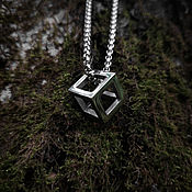 Украшения handmade. Livemaster - original item Cube — Steel pendant with chain. Handmade.