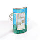 Turquoise, Malachite, Mother of Pearl RING. Size 18, Rings, Moscow,  Фото №1