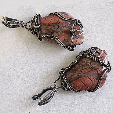 Украшения ручной работы. Ярмарка Мастеров - ручная работа Серьги с яшмой. Handmade.