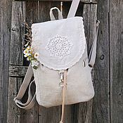Сумки и аксессуары handmade. Livemaster - original item Linen backpack. Handmade.