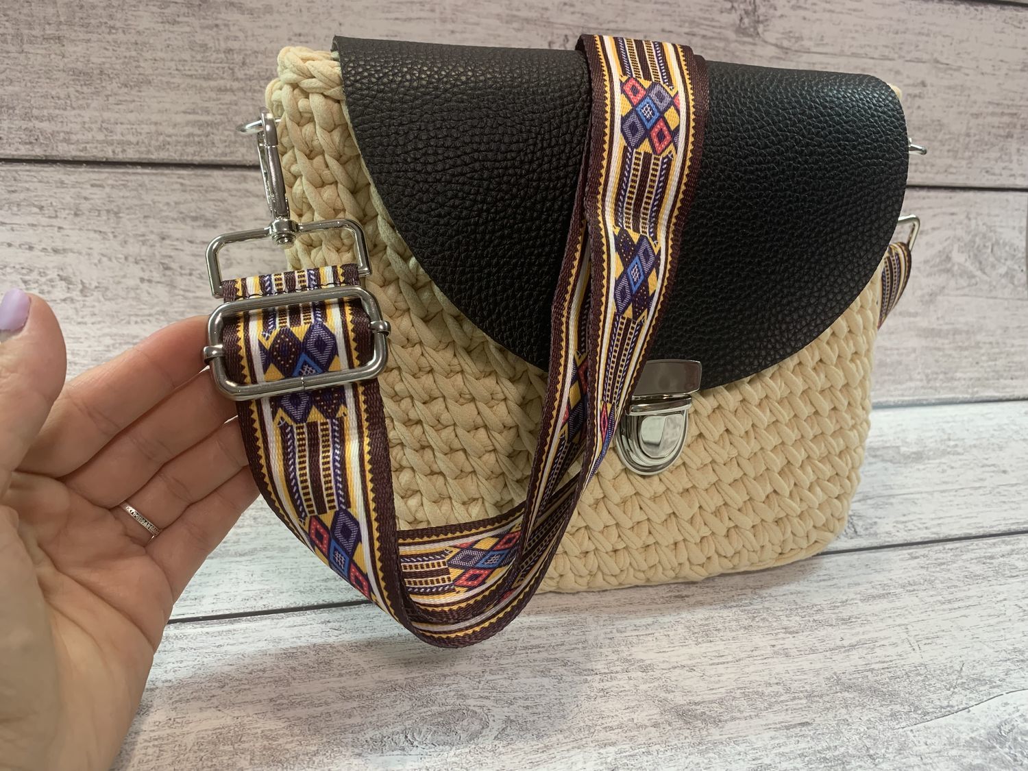 Сумка кросс-боди вязаная из трикотажной пряжи – заказать на Ярмарке ...