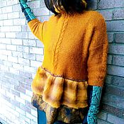 Меланжевый свитер-жилет ручной работы Монпасье