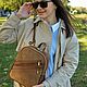  Women's Leather Light Brown Backpack Bag Mod. CP27-452. Backpacks. Natalia Kalinovskaya. Online shopping on My Livemaster.  Фото №2
