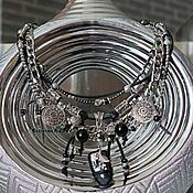 Украшения handmade. Livemaster - original item Black necklace with coins and leather 