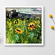 Sunflowers, summer landscape oil on canvas, 20h20cm, Pictures, St. Petersburg,  Фото №1