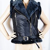Одежда handmade. Livemaster - original item Size 42-44. Vest-leather jacket made of genuine leather and sheepskin. Handmade.