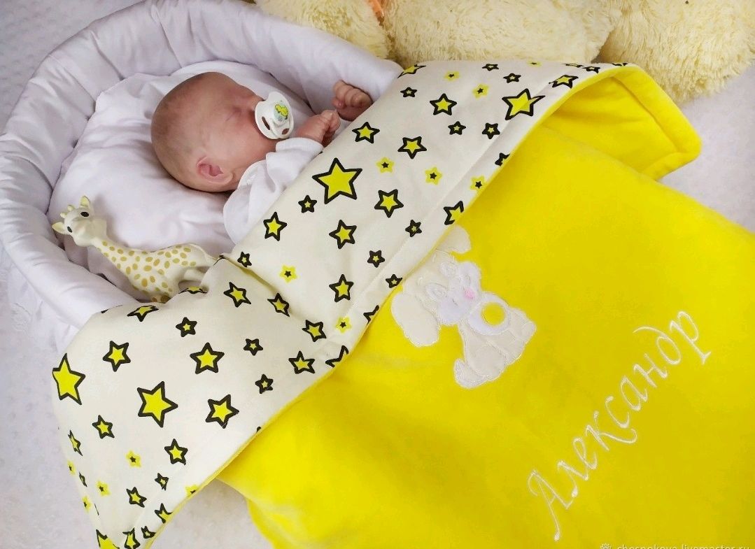 Одеяло для новорожденных вязаное 90х90